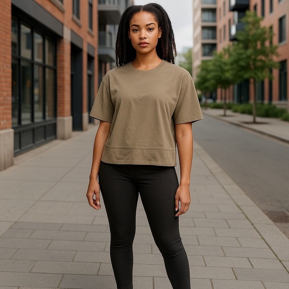 Zara. Olive Green Short Sleeve Top - Picture 1 of 5